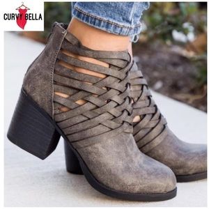 Bamboo Victoria Strappy Ankle Boots Booties